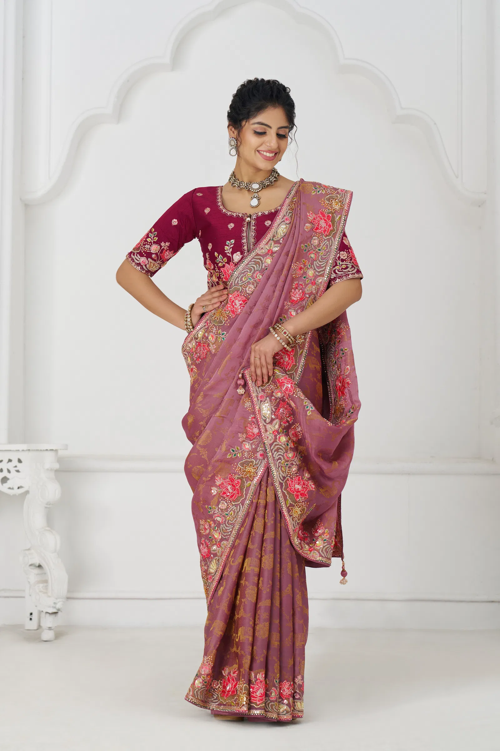 Kf 112 Pink Pure Dola Viscouse Silk Saree Wholesale Market In Surat
